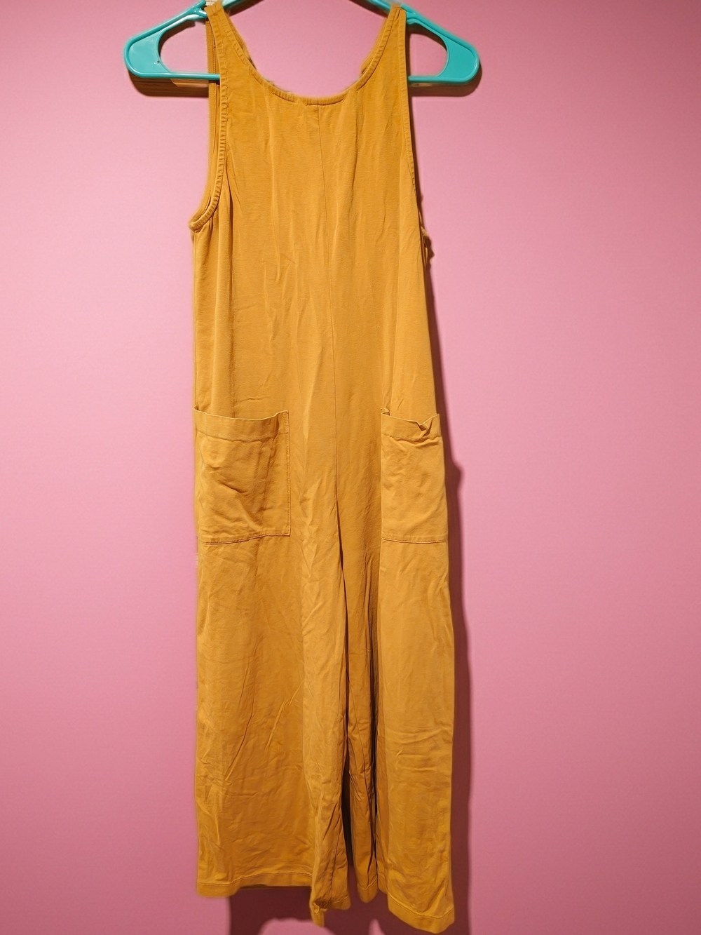 Women's Mustard Wide-Leg Jumpsuit with Pockets